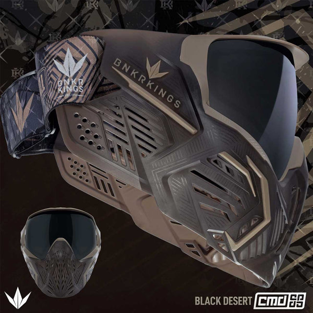 Graphic of Dark brown with tan accents Bunkerkings CMD Goggle Black Desert on a dark background