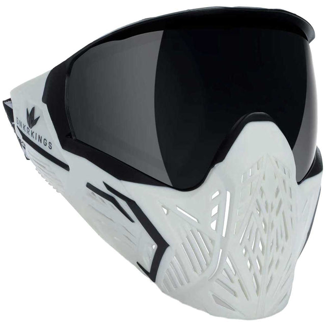 White with black accents and black lens Bunkerkings CMD Goggle Shock Trooper on a white background