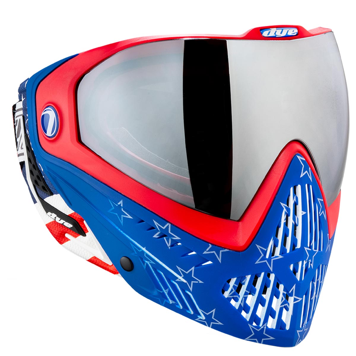 Dye I5 Paintball Mask Merica Red White Blue on a white background