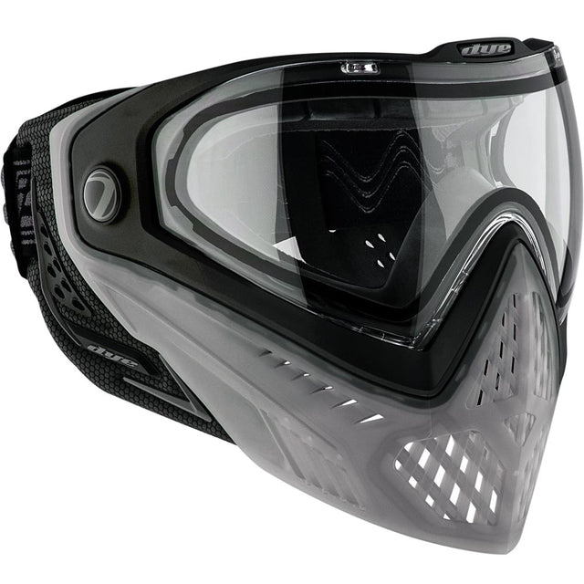 Black and gray Dye I5 Paintball Goggles Smoked paintball mask on a white background