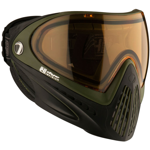 Olive green and black Dye i4 Pro Paintball Goggle Black Olive SRGNT angle view