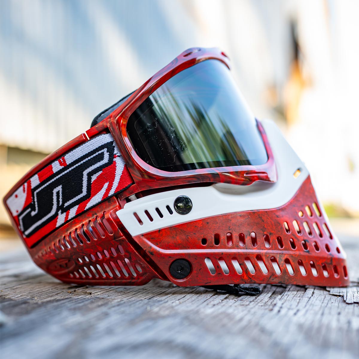 JT ProFlex Goggle LE Marble Red White Away on pavement