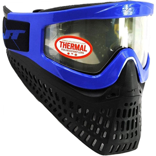 JT Proflex X Thermal Paintball Goggles Blue and black on a white background