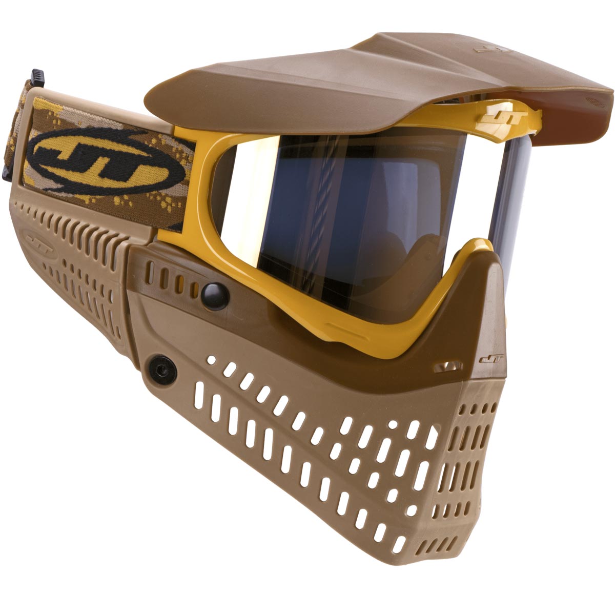 JT Proflex LE Thermal Paintball Goggles Brown Tan Gold Mirror