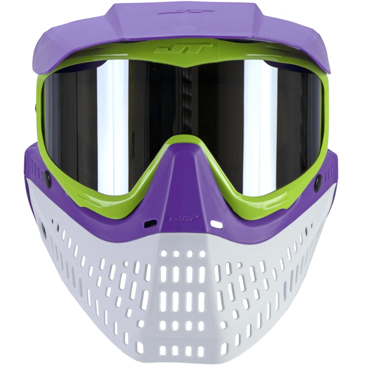 JT Proflex LE Thermal Paintball Goggles Purple Lime White Chrome