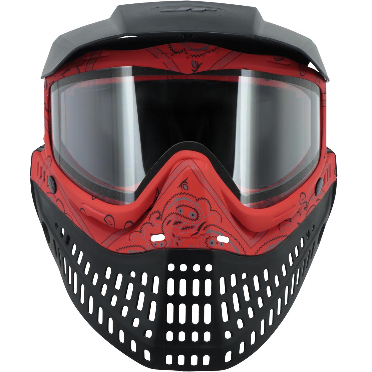 JT ProFlex Bandana Goggle LE Red with clear lens viewed from the front