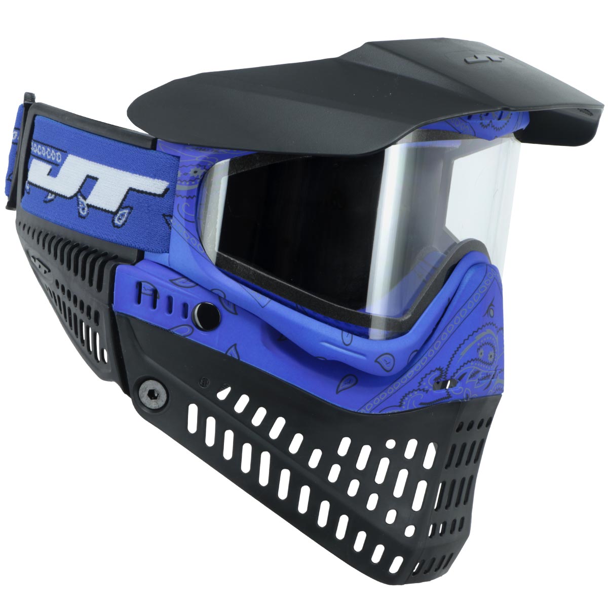 JT ProFlex Bandana Goggle LE Blue with clear lens angle view