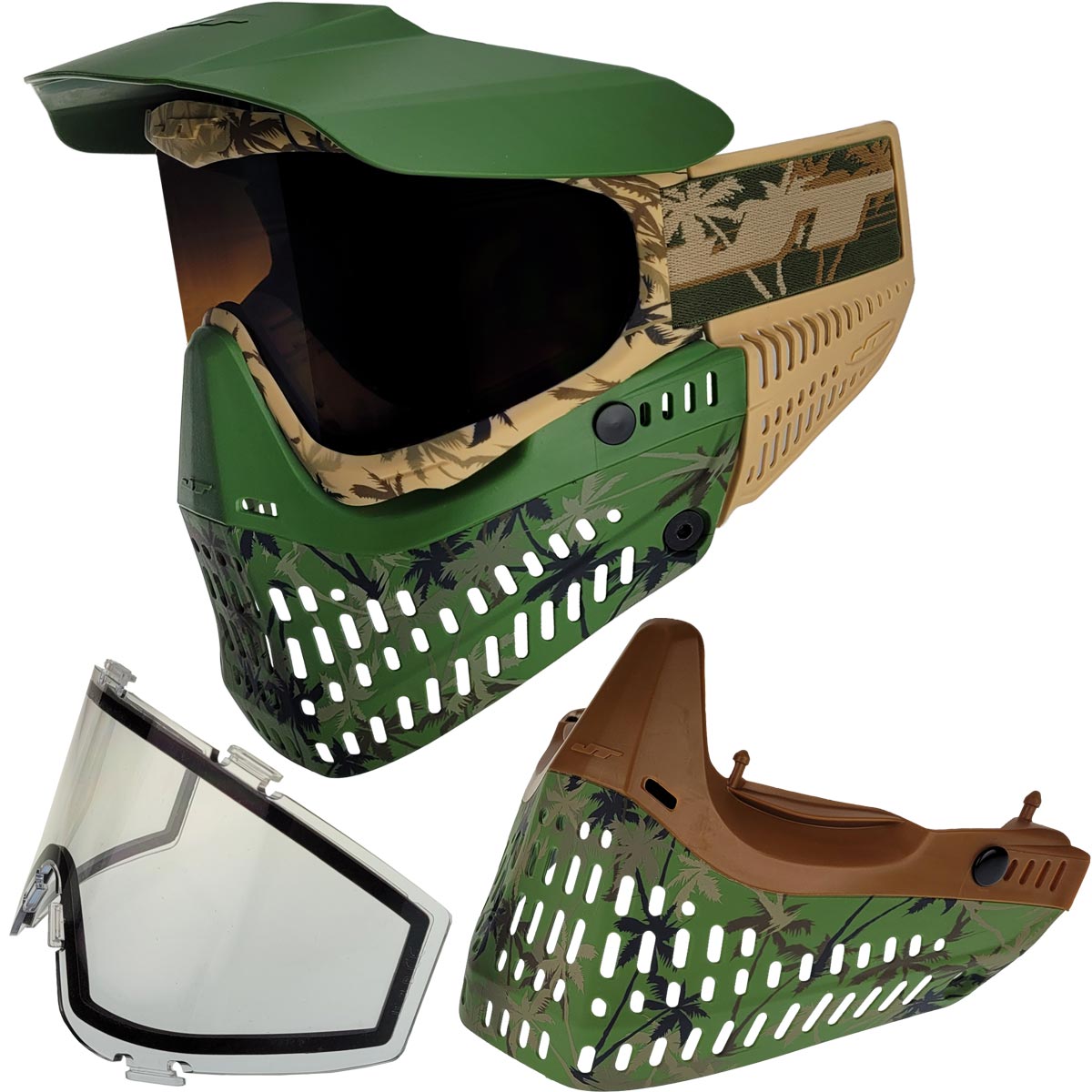 JT Palm Tree Proflex Goggle w Clear & Bronze Gradient Lens Plus Extra Brown Bottom