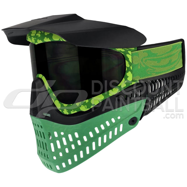 Green and black JT ProFlex St Patricks Day Goggle with dark lens and visor