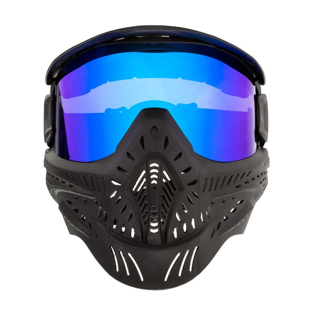 front of Black HK Army HSTL Thermal Paintball Goggle mask with a blue lens and white AH logo on the side, shown against a plain white background.