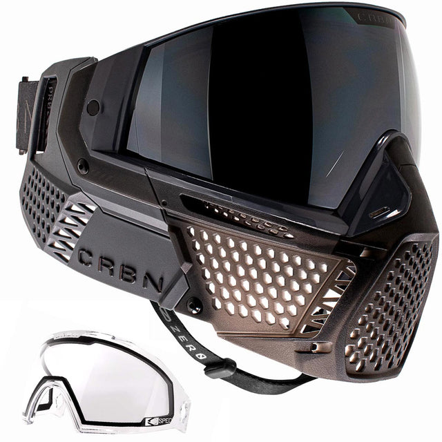 Black and opaque brown paintball goggle CRBN Zero PRO Goggle Graphite Less Coverage on a white background