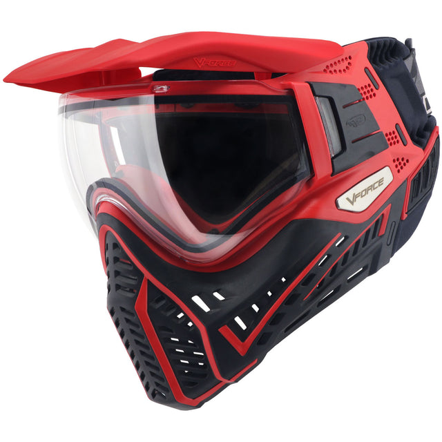 Right side angle VForce Profiler 2.0 Paintball Goggle Black Red with red visor