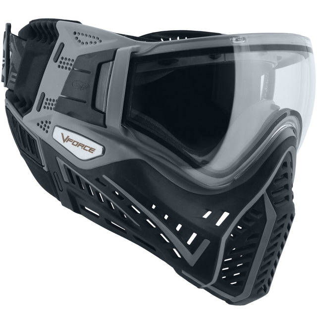 Right side angle VForce Profiler 2.0 Paintball Goggle Black Grey with clear lens