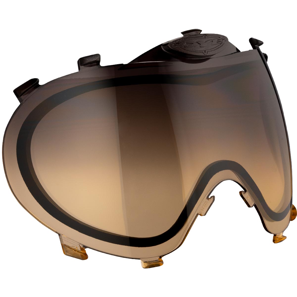 HD Burnt Yellow Dye i3 Pro lens for paintball goggle on a white background