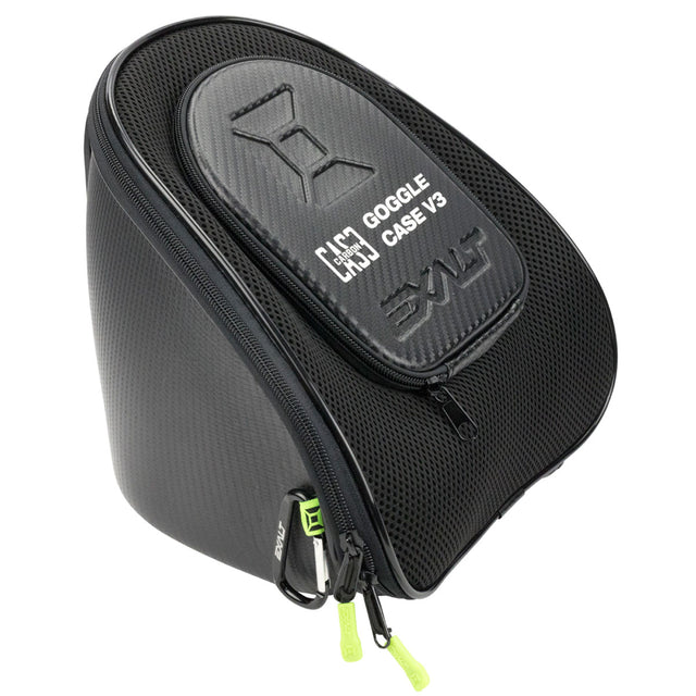 Black goggle case with brand logo on a white background Exalt Carbon Universal Goggle Case V3 Black