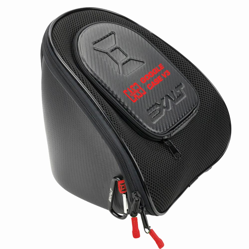 Exalt Carbon Goggle Case V3 Black Red on black hard side
