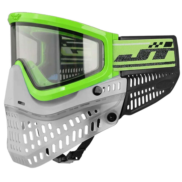JT QLS Goggle Frame w Lens and Strap Lime Green replacement lens JT paintball goggle shown installed on a goggle