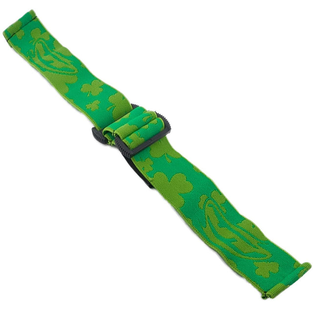 Green with shamrocks JT ProFlex Goggle Strap St. Patrick's Day opened up