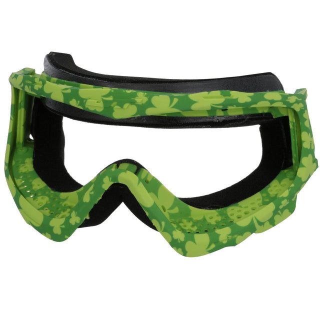 Green shamrock JT ProFlex Goggle Frame St. Patrick's Day on a white background