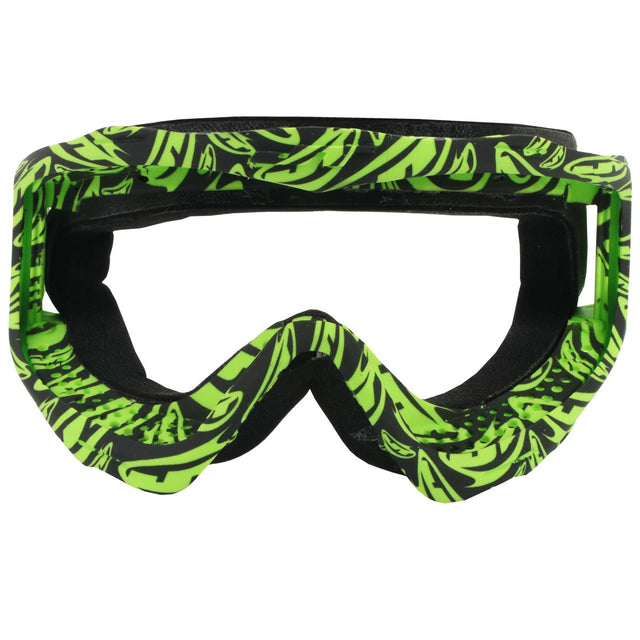 Green and black JT ProFlex Goggle Frame LE Banana Logo Lime Black patterned on a white background