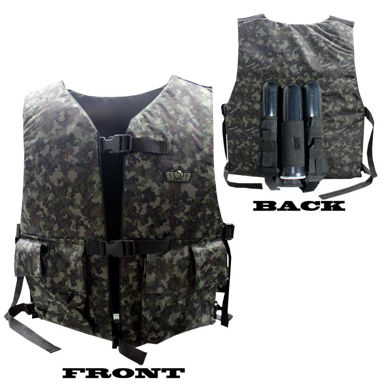 GXG Tactical Vest / Chest Protector with 2+1 Pouch Reversible Black/Digi Camo