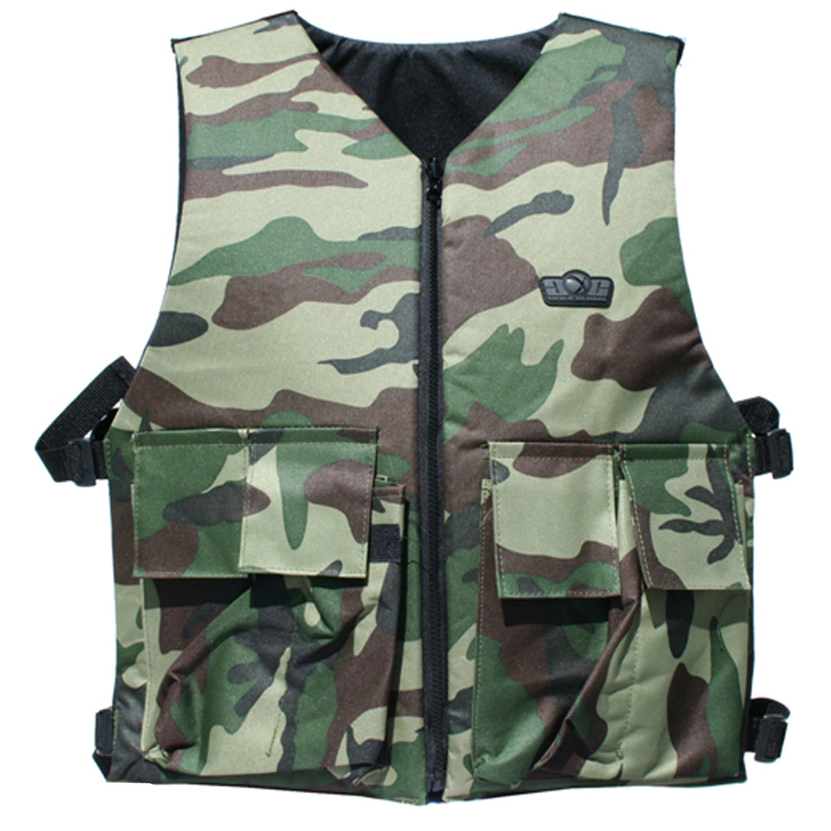 GXG Tactical Vest / Chest Protector with 2+1 Pouch Reversible Woodland / Black