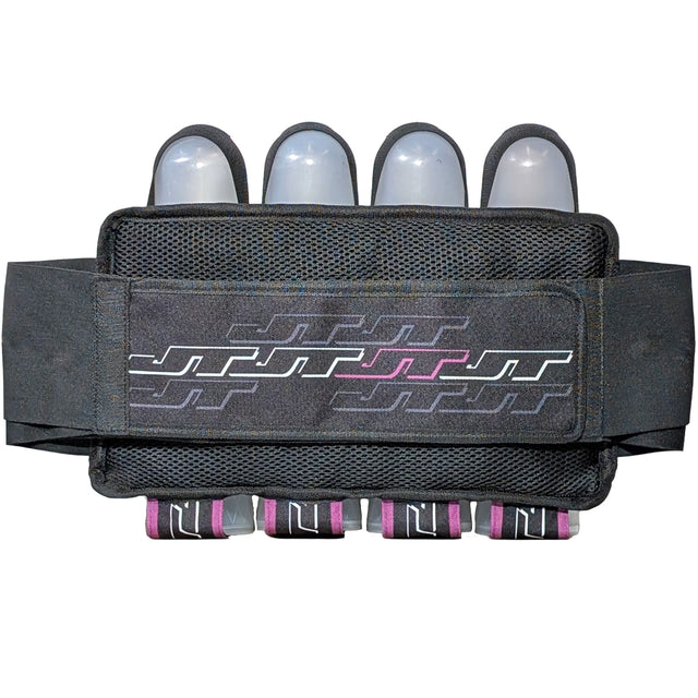 Back of JT Race 4 Pod Paintball Harness Birthstone paintball pod holder with four pods on a white background
