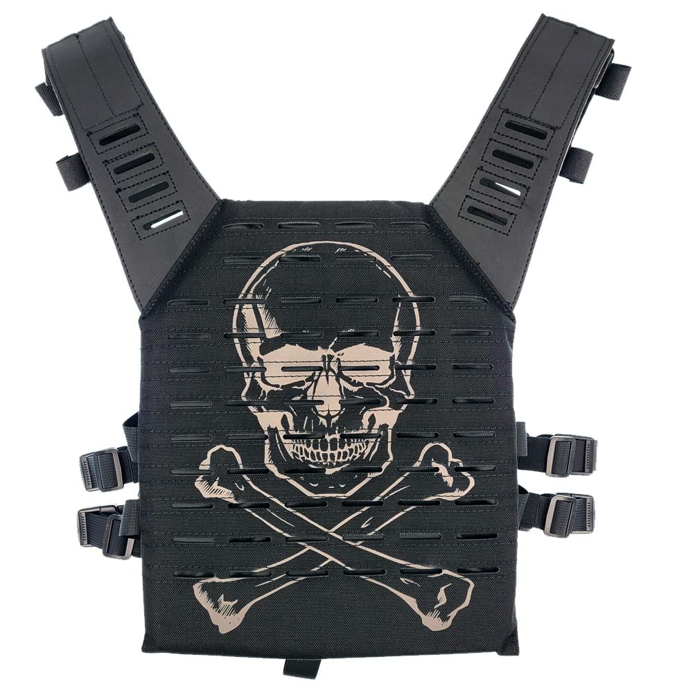 Valken Alpha Plate Carrier LC Paintball Vest Black Skull