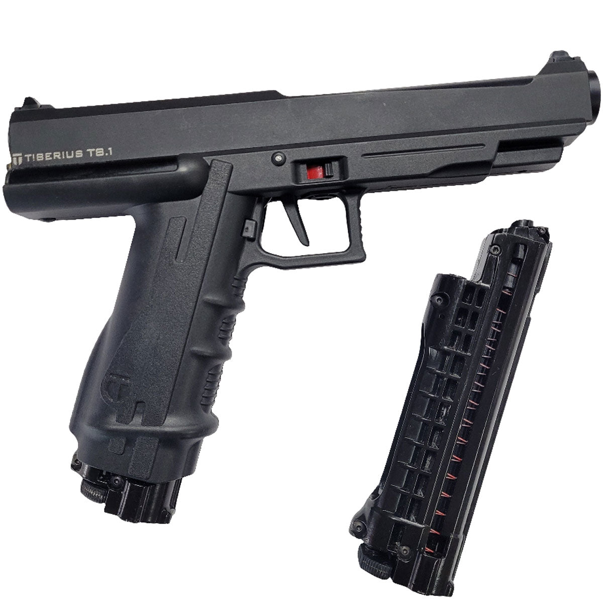 USED Tiberius 8.1 Paintball Pistol Black 2 Mags