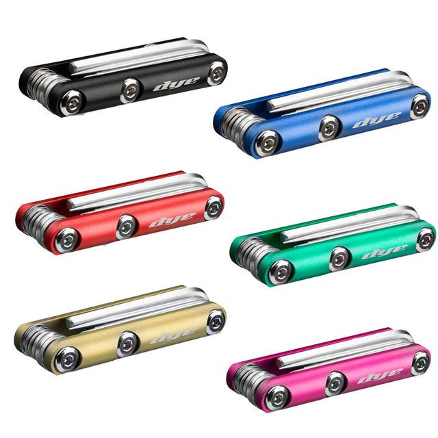 array of Dye Core Multi Tool sets on a white background