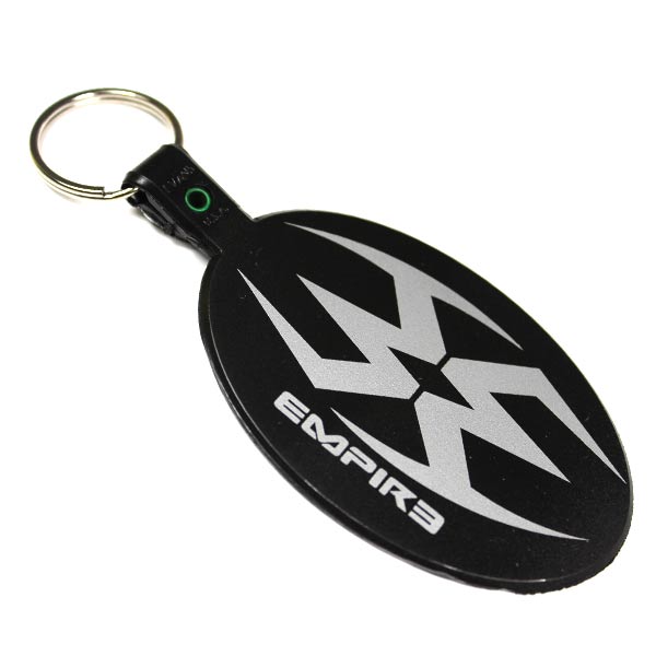 Black oval keychain with white logo and 'EMPIRE' text on a white background