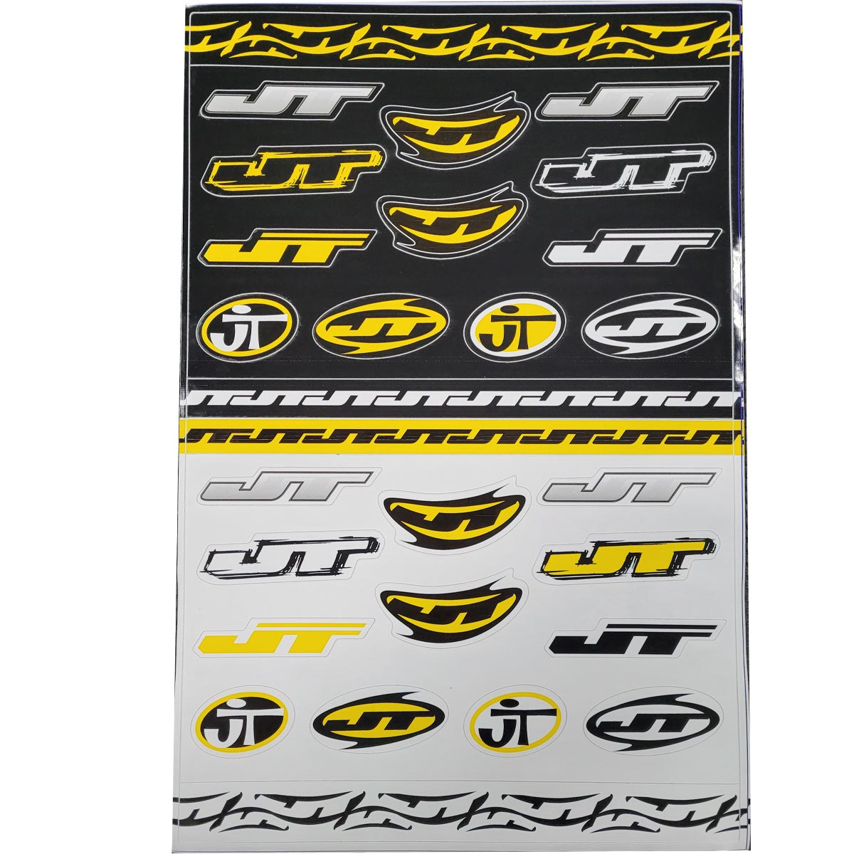 JT Paintball Sticker Sheet with banana logo and all jt logos