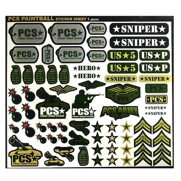 PCS paintball sticker sheet military themed
