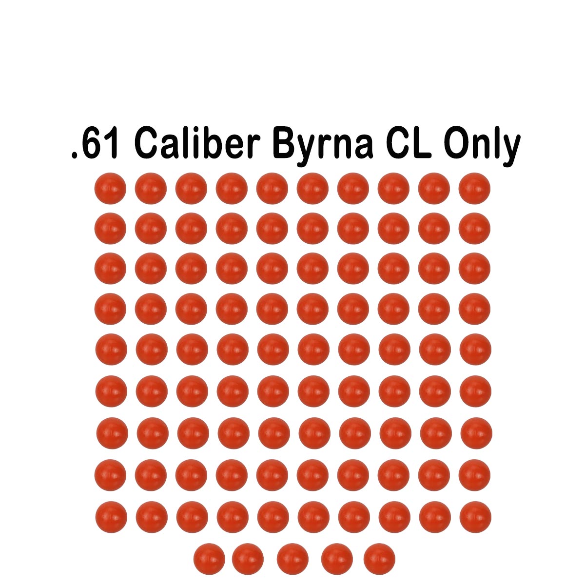 byrna .61 caliber projectiles laid out in a grid.