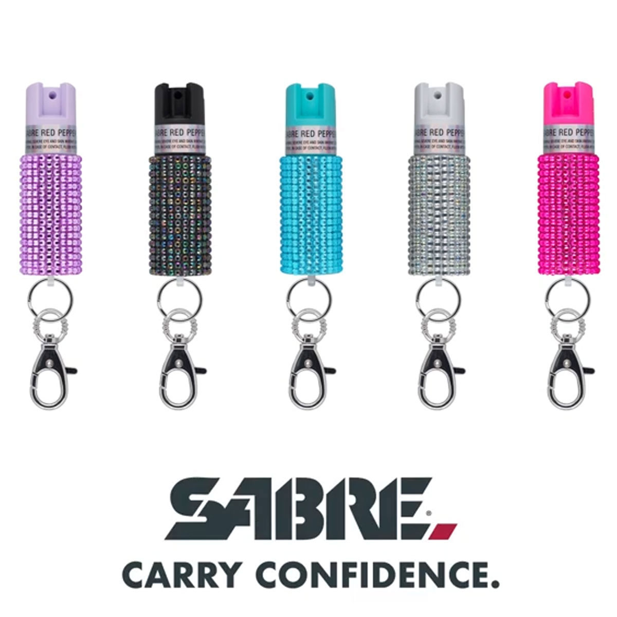 Sabre Pepper Spray Jeweled with Snap Clip Lavender