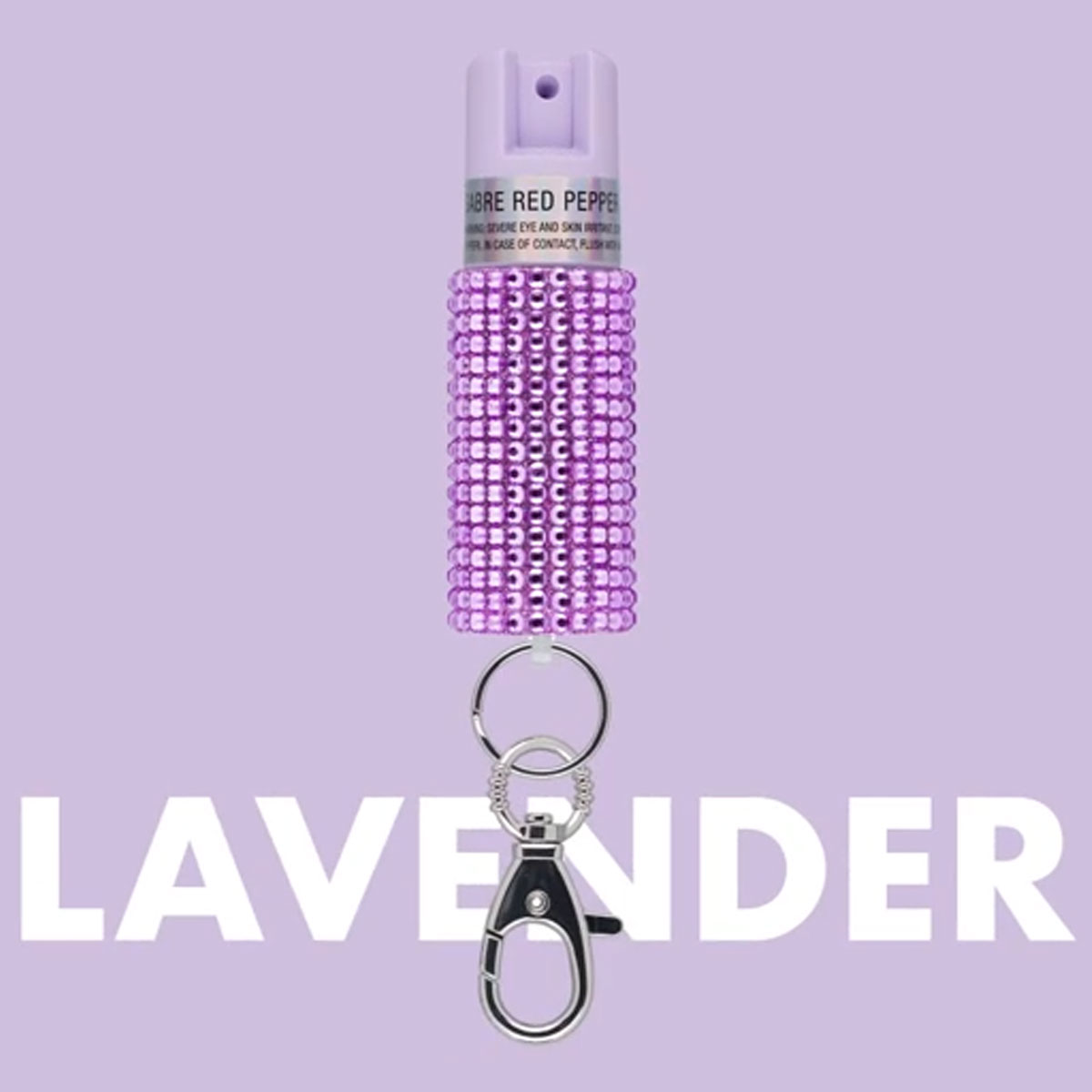 Sabre Pepper Spray Jeweled with Snap Clip Lavender