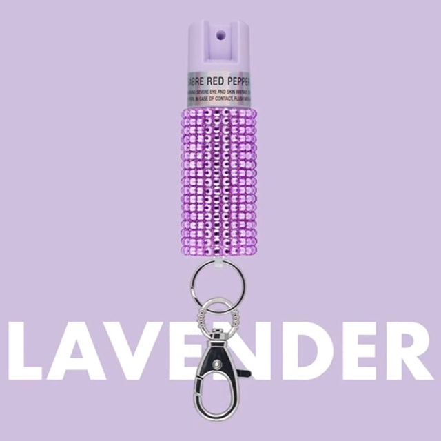 Sabre Pepper Spray Jeweled with Snap Clip Lavender