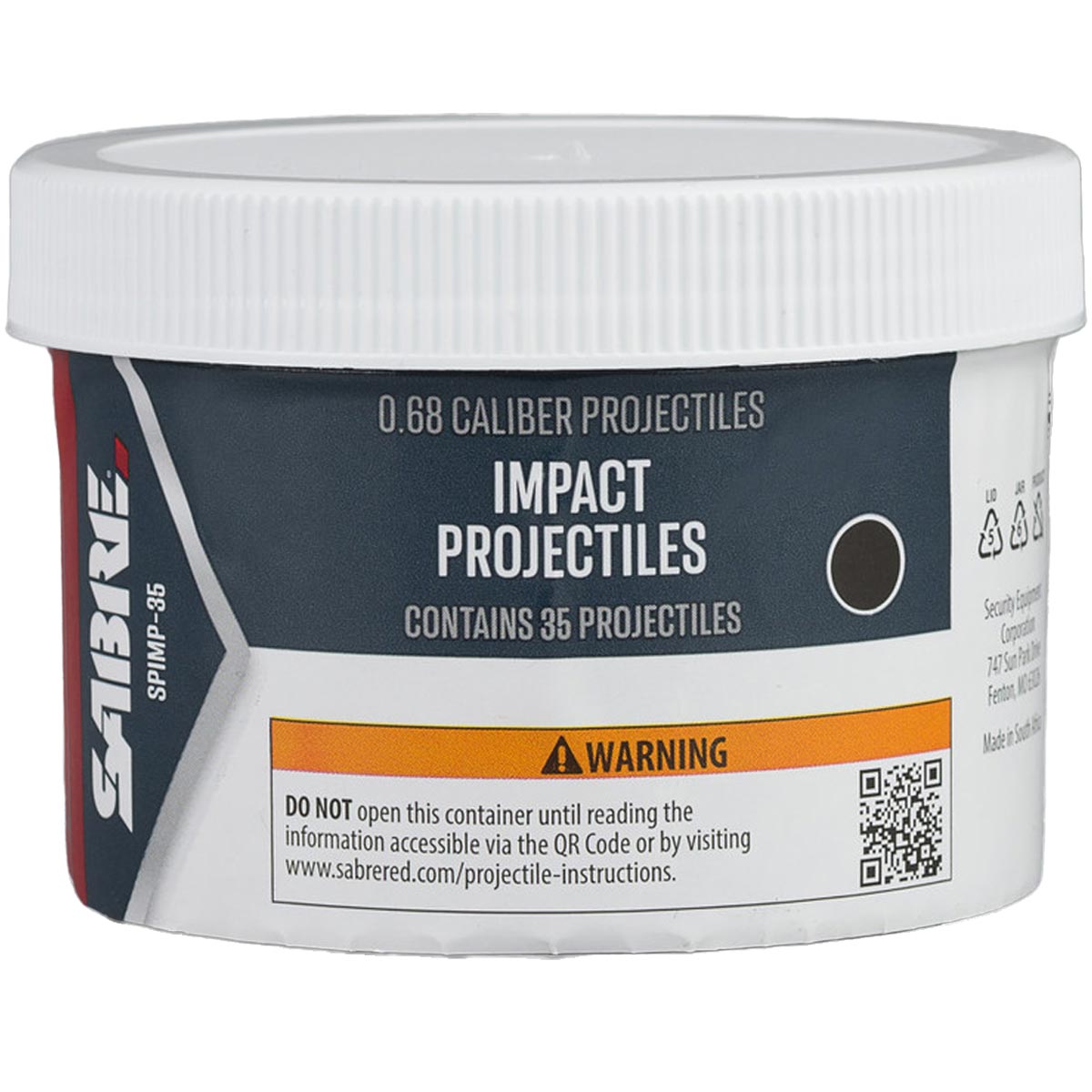 Sabre Impact Hard Rubber .68 Caliber Projectiles 35 Count