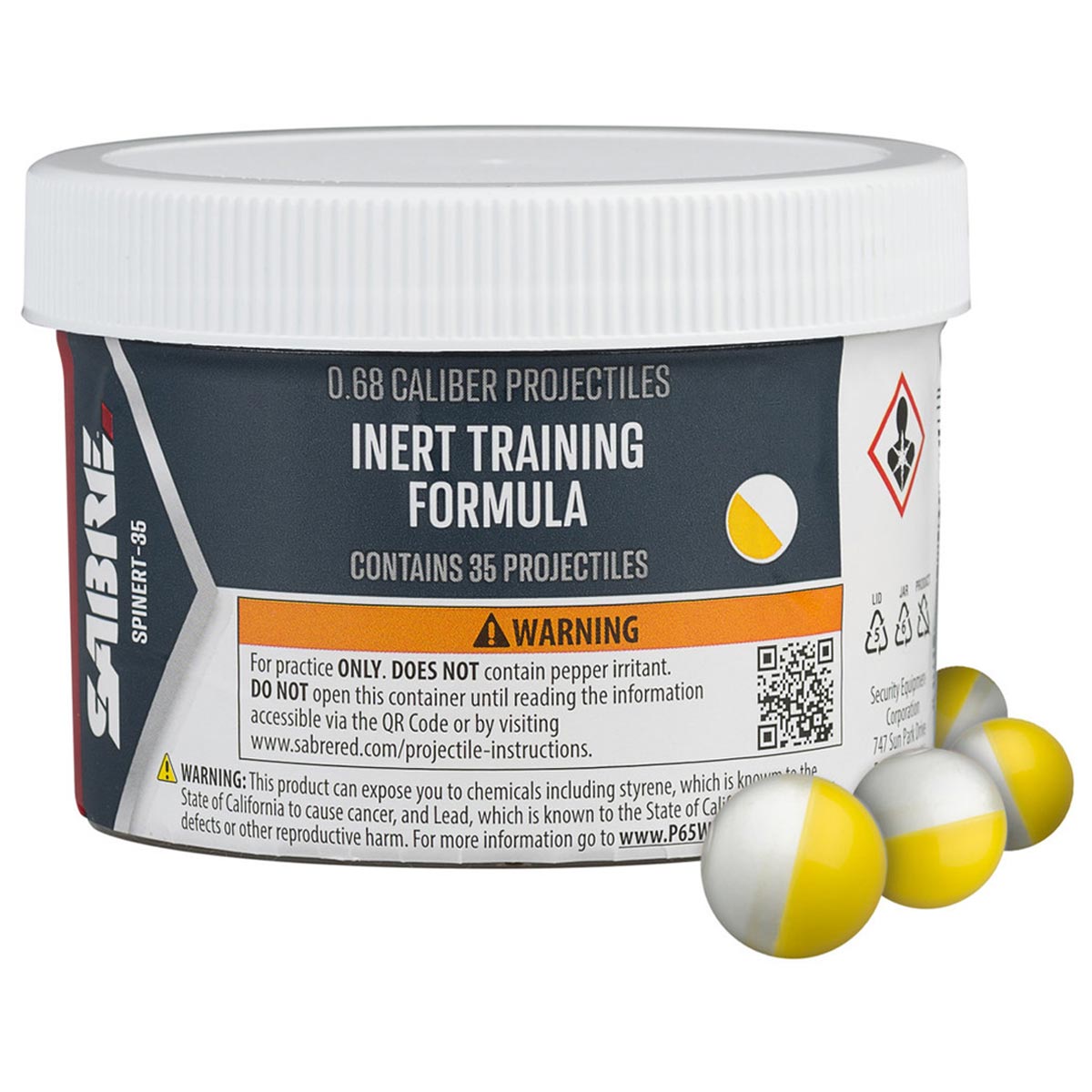 Sabre Inert Training .68 Caliber Projectiles 35 Count