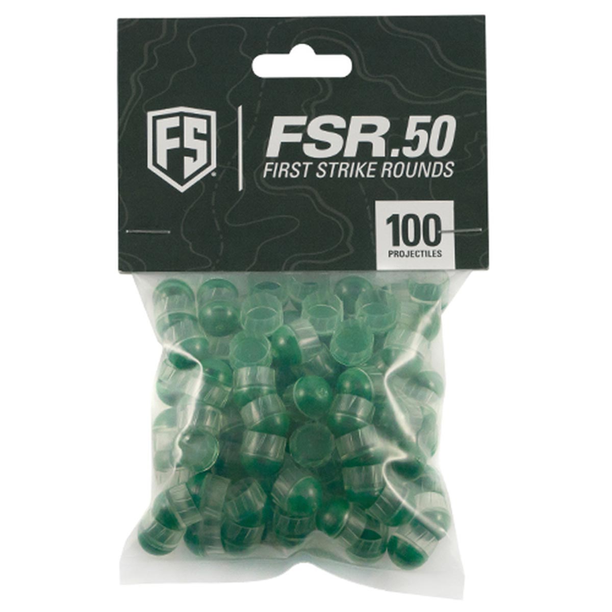 First Strike Rounds 100 Count .50 Caliber Clear Green Shell Green Fill