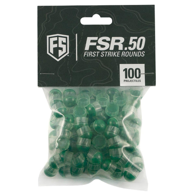 First Strike Rounds 100 Count .50 Caliber Clear Green Shell Green Fill