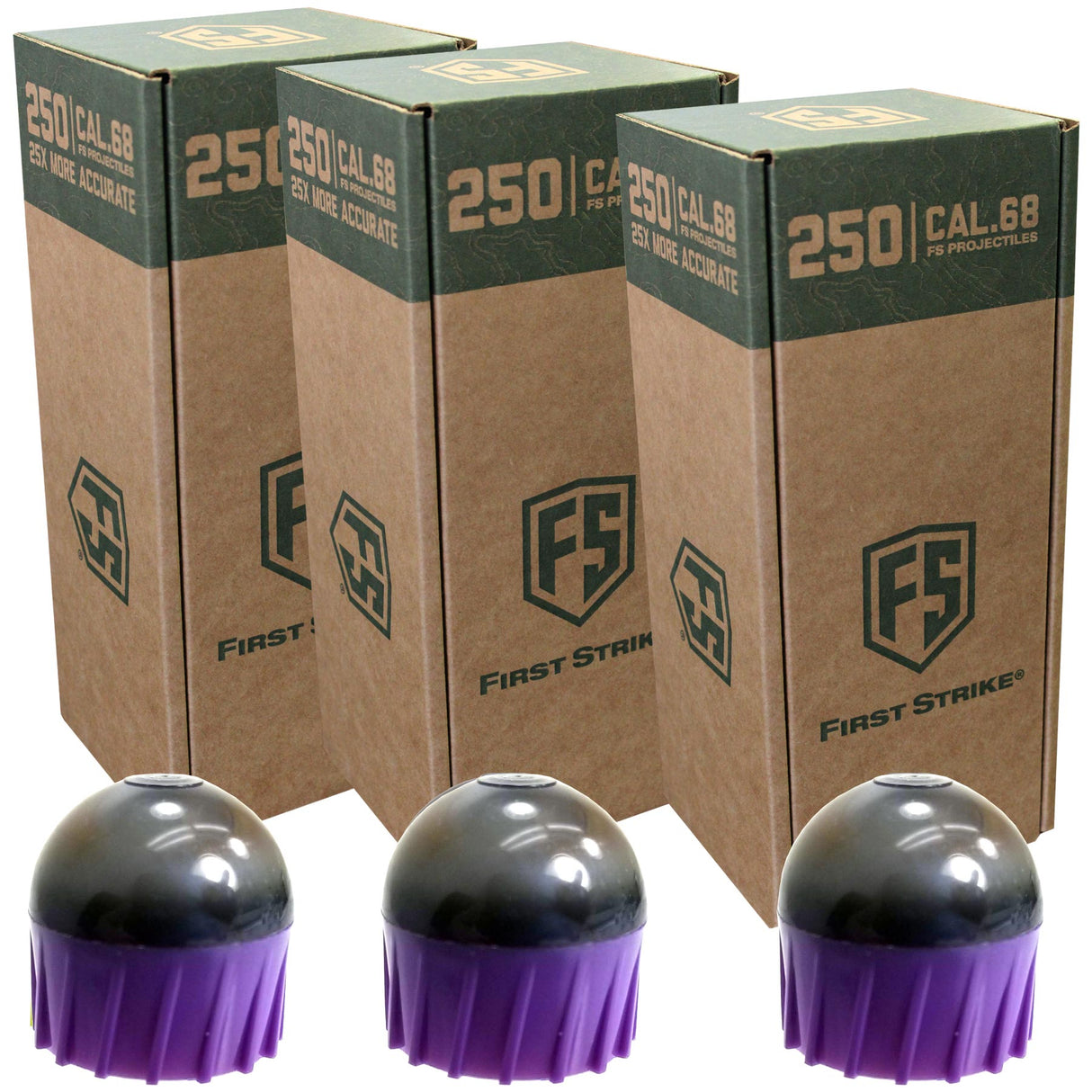 First Strike Rounds 250 Count Smoke Purple Shell Orange Fill - 3 BOXES FOR PRICE OF 2 (750 rounds total)