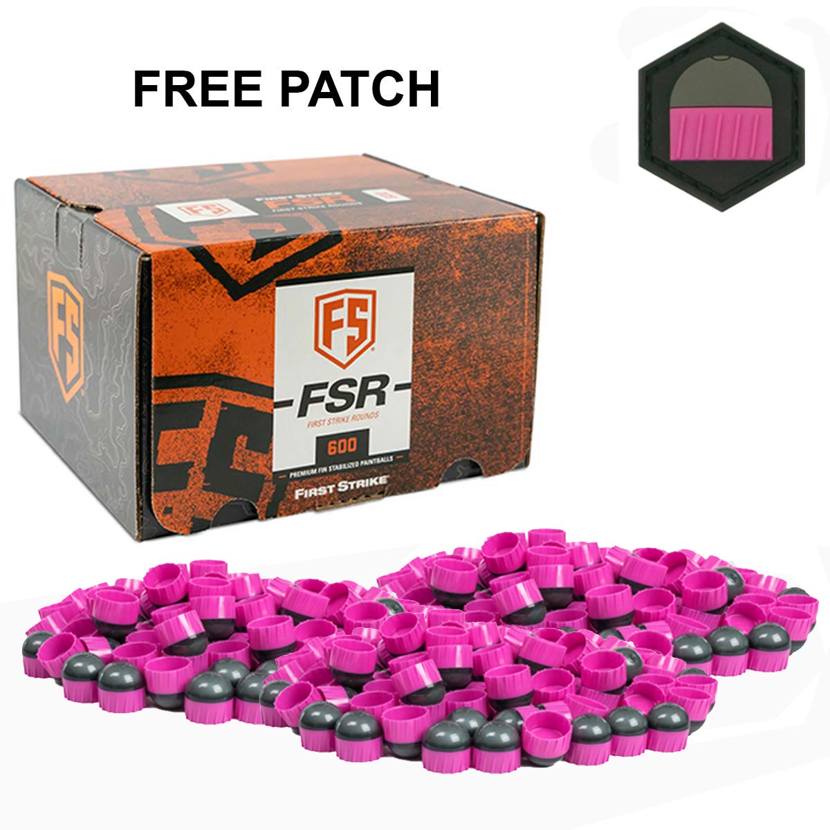 First Strike Rounds 600 Count Smoke Pink Shell Pink Fill FREE Limited Edition Patch