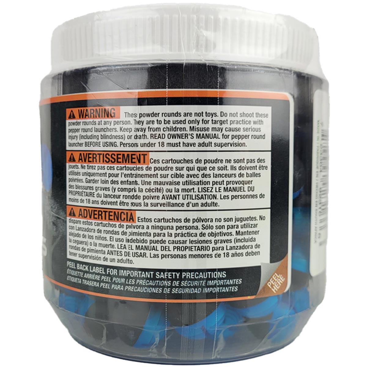 P2P Core Defense Powder Balls .68 Caliber 100 Pack shown in the container back view