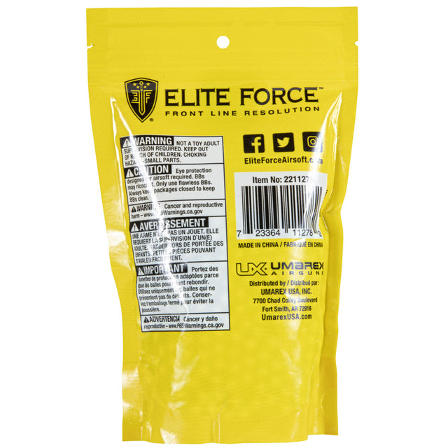Elite Force Tracer 6MM .25G Airsoft BBs Light Green 1000CT back of packaging