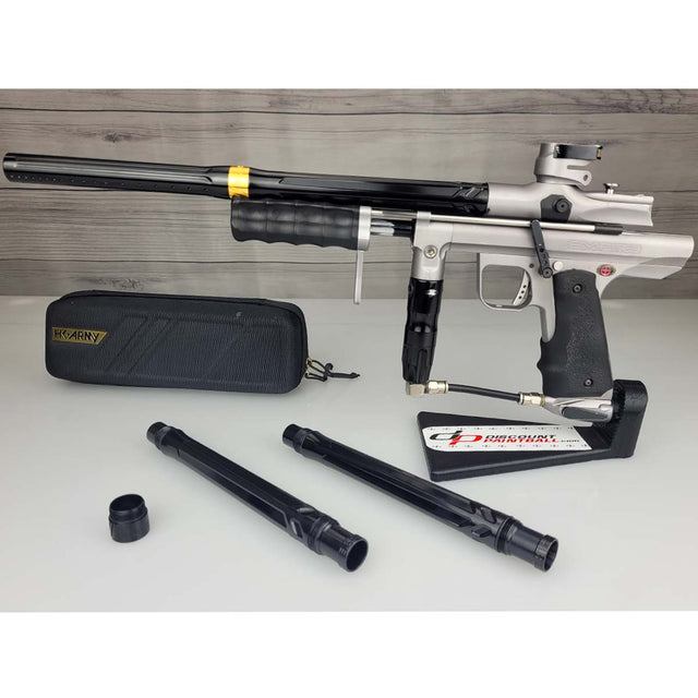 USED Empire Sniper Pump Grey Paintball marker with accessories on a white surface