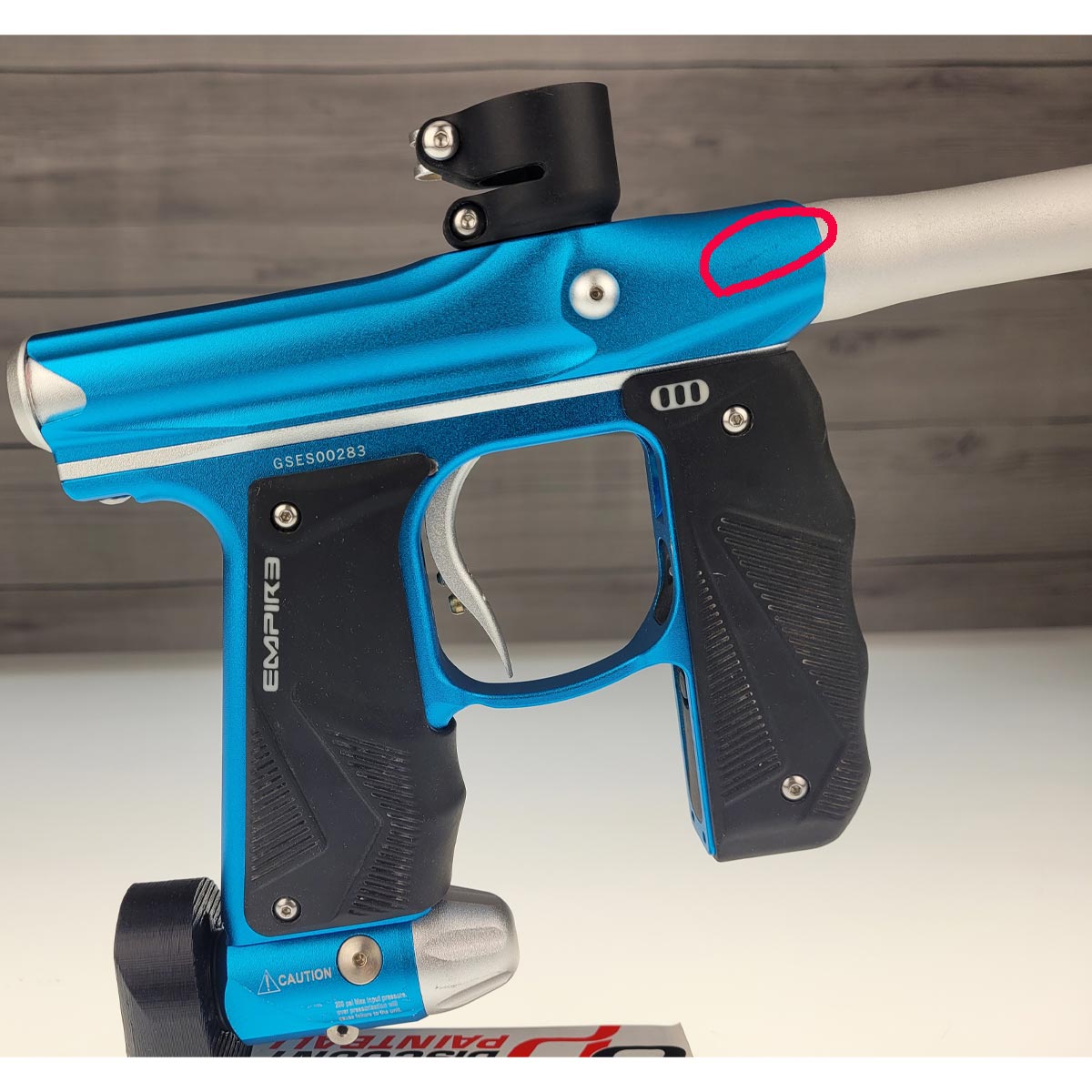 Empire Mini GS Paintball Marker Blue Silver w 2 pc Barrel USED