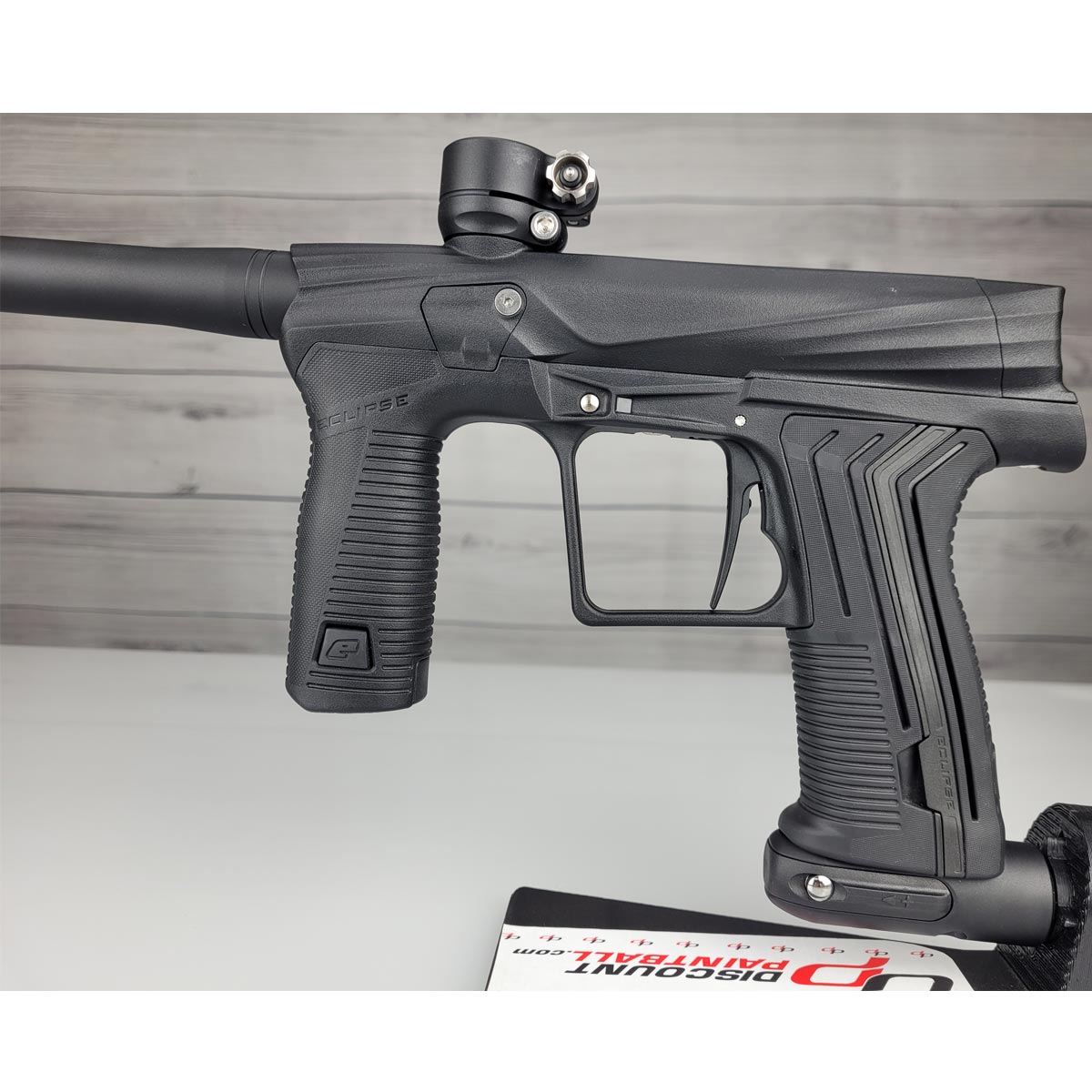 USED Black Planet Eclipse Etha 3 Paintball Marker close view of left side of body