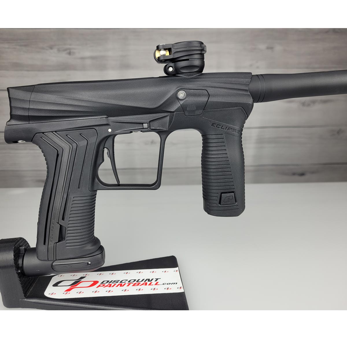 USED Black Planet Eclipse Etha 3 Paintball Marker close up of right side of body