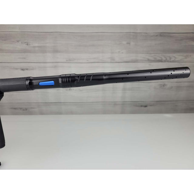 Right side barrel USED Planet Eclipse CS3 Midnight Black on a woodgrain background